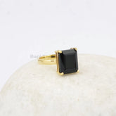 Black Onyx Ring - 10x12mm Handmade Ring - Pure Silver - Prong Set Cushion - Artisan Jewelry - Gift for Birthday - Jewelry for First Time Mom